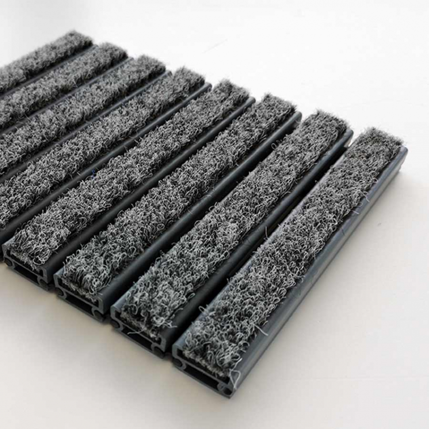 Aluminium Fußmatten Eingangsmatte Aluminium-Look Velours - 0 - Plastik-17-velluto